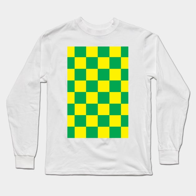 Norwich Checkered Flag Long Sleeve T-Shirt by Confusion101